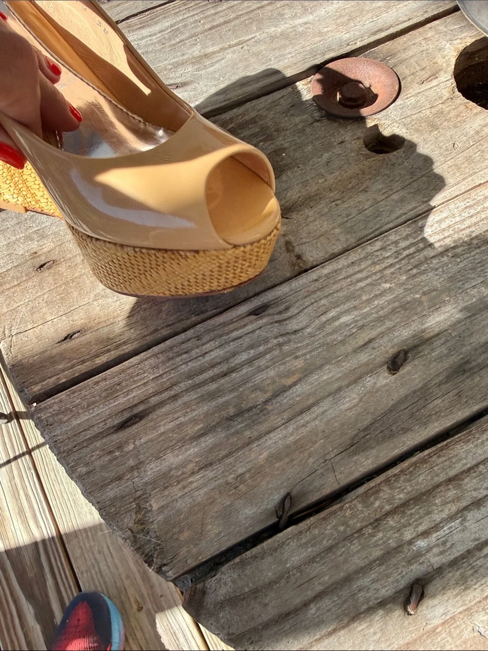 Gucci Beige/Tan Peep-Toe Slingback Wedge Heels